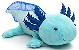 Uni-Toys Original Axolotl (hellblau) - Leuchtet im Dunkeln (fluoreszierender Plüsch) - 32 cm (Länge) - Plüsch-Wassertier - Plüschtier,