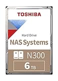 Toshiba 6TB N300 NAS 3.5’’ SATA Internal Hard Drive. 24/7 Operation, Supports 1-8 bay systems, 128MB Cache, 180TB/Year workload, 3yr Warranty(HDWG160UZSVA)
