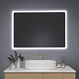 Youyijia LED Badspiegel mit Beleuchtung, 50x70cm Wandspiegel Badezimmerspiegel Kaltweiß 6000K Energiesparend Lichtspieg