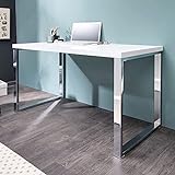 Design Laptoptisch White Desk 120x60 cm Hochglanz weiß Schreibtisch Tisch Bü
