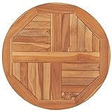 vidaXL Teak Massiv Tischplatte Massivholzplatte Holzplatte Ersatztischplatte Holz Platte für Esstisch Esszimmertisch Rund 2,5cm 60