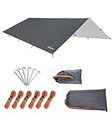 Unigear Zeltplane, Tarp für Hängematte, wasserdicht mit Ösen + 6 Erdnägel+ 6 Seilen, Regenschutz Sonnenschutz für Ourdoor Camping MEHRWEG