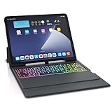CSL - Tastatur Hülle, Schutzcase, Notebook-ähnliche Tastatur mit Hintergrundbeleuchtung, Bluetooth 5.1, Deutsches QWERTZ-Layout, kompatibel mit iPad Pro 12,9' Gen. 3+4, Schw