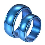 Hoisy Verlobungsringe, Verlobungsring Paar Blau 8MM Spinnerring Blau Größe Frauen 52 (16.6) und Männer 65 (20.7)