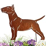Terma Stahldesign Edelrost Hund Verschiedene Rassen, Handmade Germany, tolle gartendeko aus Rost-Metall, deko rostoptik, Rostfiguren Tiere, rostfiguren Garten, Rostdeko (Bullterrier)