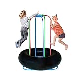 TubeRoo Jump-a-Round Mini Trampolin Indoor Outdoor für Zwei Kinder oder mehr Personen ab 2 Jahre bodentief mit Haltegriff Stangen Bodentrampolin Gartentrampolin aufblasbarer Kindertrampolin Hüpfburg