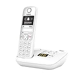 Gigaset AS690A - Schnurloses DECT-Telefon mit Anrufbeantworter - großes, kontrastreiches Display - brillante Audioqualität, einstellbare Klangprofile - Freisprechfunktion - Anrufschutz, weiß