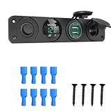 12V Netzteil 4 in 1 Schalter Panel Boot Marine Voltmeter Tester Auto USB Ladegeräte 3.0 Zigarettenanzünder Steckdose Licht Toggle(Green)