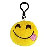 Emoji Schlüsselanhänger LECKER Smiley aus Plüsch Face Savoring Delicious Food schmackhaftes Essen hochwertiger Emoticon Anhänger mit Schlaufe und Karabiner-Haken von wortek