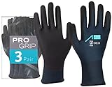 ACE ProGrip Arbeits-Handschuh - 3 Paar Schutz-Handschuhe mit starkem Öl-Grip für die Arbeit - EN 388-10/XL (3er Pack)