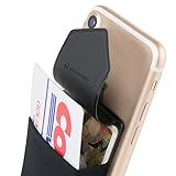 Sinjimoru Handy Kartenetui für Kreditkarten & Bargeld, Slim Wallet Smartphone Kartenhalter zum aufkleben ID Card Holder für iPhone und Android. Sinji Pouch Flap Schw
