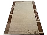 Indo Nepal Handgeknüpft Teppich Beige Braun 100% Wolle Hochwertiger Orientteppich (200 x 300 cm)