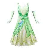 Lito Angels Prinzessin Tiana Kostüm Kleid Verkleidung mit Handschuhe für Mädchen Kinder, Größe 9-10 Jahre 140