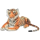 Festnight_ XXL Plüschtiger Tiger-Form Plüschtier 146x40cm Stofftiger Stofftier Plüsch Kuscheltier Spielzeug als Geschenk für Kinder - B