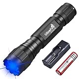 UltraFire Blaue LED Taschenlampe 450-460nm, 10W Single Mode Blaulicht Taschenlampe, 200 Meter Blaues Licht Kleine Taschenlampe für Nachtangeln und Nachtjagd, WF-501BL PRO
