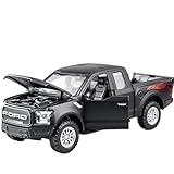 TURHAN 1:32 Geeignet for Ford Raptor F150 Pickup-Truck-Legierungsautomodell – Spielzeug aus Metalldruckguss, Geländewagen-Sound und Lichteffekte-Sammlung (Size : A-Black)