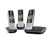 Gigaset C430A Trio 3 schnurlose Telefone mit Anrufbeantworter (DECT Telefon mit Freisprechfunktion, klassische Mobilteile mit TFT-Farbdisplay) schwarz-silb