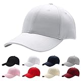Baseball Cap Herren Damen，Unisex Kappe Verstellbar Reine Farbe Baseboard Baseballkappe Mütze，weiß