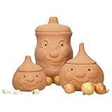 MamboCat Terracotta Tontöpfe Vorratsdosen-Set Kartoffel Zwiebel Knoblauch Töpfe Set mit Deckel I Aufbewahrung Zwiebeln Kartoffeln Knoblauch-Behälter I Kartoffeltopf Zwiebeltopf Knoblauchtop