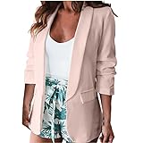 Damen Klassische Jacken Business Casual Boyfriend Fashion Plus Size Leichte Arbeitsblazer Jacke Ultraleicht Mantel Damen (Pink, S)