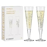 Ritzenhoff 6031005 Champagnerglas 200 ml - Serie Goldnacht Duett - 2x Designerstück mit Echt-Gold - Made in Germany