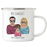 Kiddle-Design Familien Emaille Tasse Personalisiert Vater Mutter Kind Muttertag Vatertag Papa Mama Coole Family Sohn T