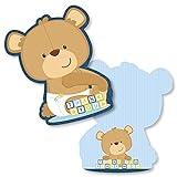 Big Dot of Happiness Baby Boy Teddybär - Geformte Dankeskarten - Babyparty Dankeskarten mit Umschlägen - Set von 12
