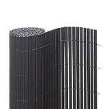 Ventanara® Sichtschutzmatte PVC Sichtschutzzaun Sichtschutz Windschutz für Garten Balkon Terrasse (80 x 300 cm, Grau)