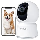 LAXIHUB Hundekamera mit App 2K/3MP HD Kamera Überwachung Innen 2,4 GHz, Hundekamera Nachtsicht Innenkamera WLAN 2-Wege-Audio Haustierkamera Bewegungs- & Geräuscherkennung, kompatibel mit Alex