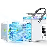 Mobile Klimageräte Luftkühler, Tragbarer Luftkühler mit 4000mAh Akku und 6 Eiskästen - Perfekt für Zuhause, Büro und Reisen - 3 Geschwindigkeiten für eine angenehme Kühlung