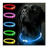 SerDa-Run Leuchthalsband Hund, Hundehalsband Leuchtend Aufladbar, LED Halsband für Hunde Leuchtband Hund Einstellbare Größe Hunde Leuchthalsband,Lichtmodi Sicherheit für Ihren Hund in der Nacht(Blau)