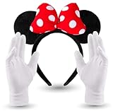 Kostümheld® 2 in 1 - Minnie Mini Maus Ohren Kostüm Set mit Handschuhen und Mausohren für Damen an Fasching &
