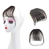 Clip in Bangs One Piece Pony Haare Clip 100% Remy Human Haar für Frauen und Mädchen (Air Bangs,Natural Color)