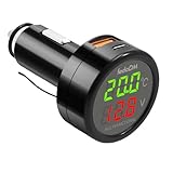 Hoembpn 3 in 1 USB C Auto Ladegerät 12V Voltmeter Thermometer Digital Anzeige Temperaturtester Batteriewächter PD & USB Auto Zigarettenanzünder Ladegerät Port für 12V-24V SUV LKW Wohnmob