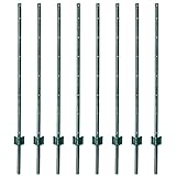 VOSS.farming Zaunpfosten U-Profil 137cm 8 Stück, Metallpfahl für Drahtgeflechte bis 106cm Höhe, Grün, W