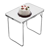 Aluminium Portable Trestle Kleine Camping Picknick Tische für draußen Klapptisch leichtes Esszimmer Klapptisch im Freien für Studie, Markt, Party, Camping, RV (80x60x69cm, Weiß)
