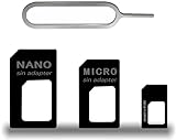New Age Merchandise 3 in 1 Nano SIM Karte Adapter, SIM Karten Adapter Kit, Sim Adapter Set Sim Card Adapter mit SIM Auswerfer Pin Kompatibel mit Handy