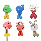Kinder Zahnbürstenhalter mit Saugnapf für Wandmontierte Badezimmer 6 Set (6PCs Tiere, Zufälliger Stil)