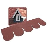 DAPRONA Biberschwanz Dachschindeln, Rund 1m x 32cm, 20 Stück Rot Bitumenschindeln für Gartenhaus, Carp