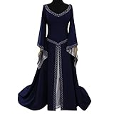LIBELLEFLY Mittelalter Lange V-Ausschnitt V-Ausschnitt Ärmelkleid Cosplay Frauenkleid Frauenkleid Ritter Hoodie Mittelalterliches Rüstungs-Sweatshirt (Blue-3, S)