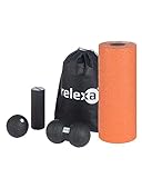 relexa Faszien Starter Set 5-teilig, Faszienrollen für Verspannungen & Verklebungen, zur Selbstmassage aller Muskeln, vielseitige Anwendung, inkl. eBook, in versch. Farben (orange/schwarz-schwarz)