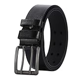 NALANY Handgemachter Herren Casual Work Heavy Duty Gürtel Aus Leder Mit Doppeldorn Schnalle, Doppel-Loch Ösen Jeansgürtel Kürzbar(120cm/waist:40'~42', Black)