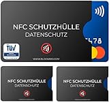 BLOCKARD TÜV geprüfte NFC Schutzhülle (3 Stück) aus Kunststoff für Kreditkarte Personalausweis EC-Karte Bankkarte 100% NFC-Schutz Kreditkarten Schutz-Hülle RFID-Blocker abg
