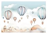 Fototapete Kinderzimmer Luftballons Wolken Himmel Pastell - inkl. Kleister - für Kinder Vlies Tapete Wandtapete Vliestapete Motivtapeten Montagefertig (416x254 cm)