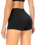 TNNZEET Radlerhose Damen Hohe Taille Shorts Bauchweg Kurze Sporthose Hotpants für Yoga Gym (Schwarz,XS)
