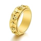 Ring Ringe Damen Bijouterie Herren Men's Skull Cross Rings with Rotating Band Gothic Punk Spinner Jewelry Vintage Biker Style Stackable Accessories 7 G