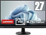 Lenovo D27-45 | 27' Full HD Monitor | 1920x1080 | 75Hz | 250 nits | 4ms Reaktionszeit | HDMI | VGA | AMD FreeSync | schw
