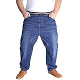 HZQIFEI Herren Jeans Übergröße Jeanshose Dehnbare Loose Fit-Jeans Hose Männer Hohe Taille Stretch Straight Jeans Hose Stonewashed Denim Lange Jeanshose Freizeithose (Blau, 7XL)