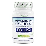 Vitamin D3 10.000 I.E + Vitamin K2 200 mcg Menaquinon MK7 Depot - 100 Tabletten - 99,7+% All-Trans (K2VITAL® von Kappa) - Laborgeprüft - Vegetarisch - Hochdosiert - Premium Q