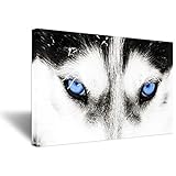 Hello Artwork Leinwandbild, Motiv Wolf mit blauen Augen, 5-teilig, Schwarz / Weiß Art Deco 24'x36' 1panel (24'x36')